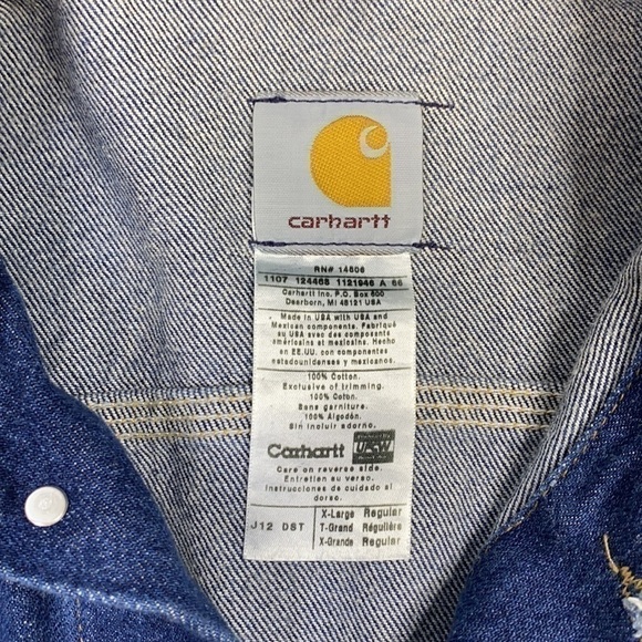 Carhartt Denim Button Front Branded Trucker Jacket J12 DST Size XL - Picture 5 of 7